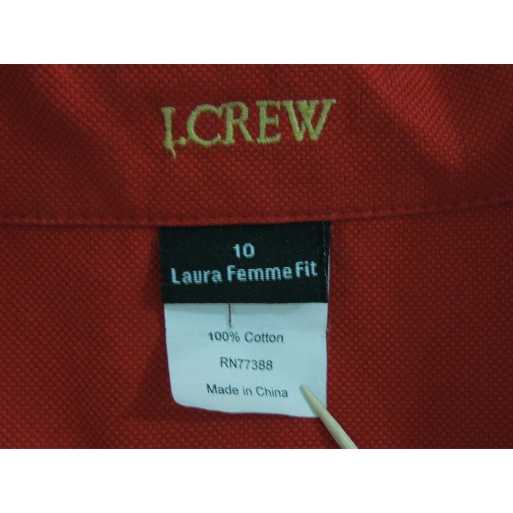 J.CREW Shirt 10 Laura Femme Fit Red Cotton Button Front - Picture 5 of 7